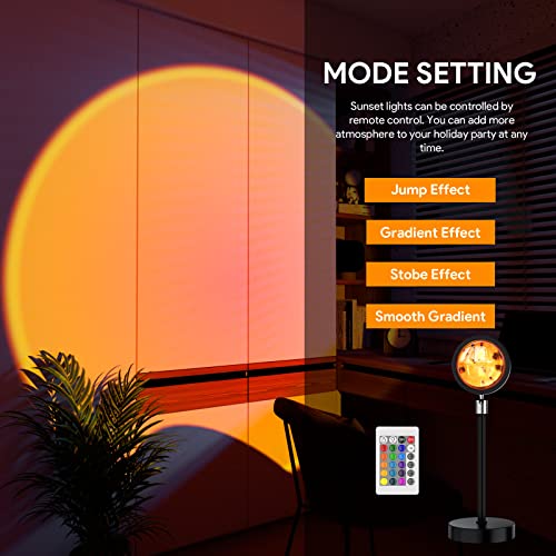 Bavcieu Sunset Lamp Projection Led Lights with Remote, Multicolor Night Light 360° Rotation Rainbow Lights 4 Modes Setting...