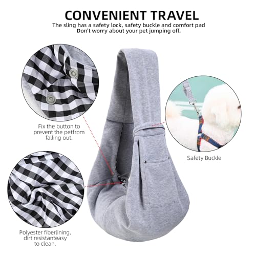Dog Carrier Sling - Reversible Puppy Carrier Purse with Storage Pocket, Hand-Free Dog Sling Carrier for Carry Small Dogs a...