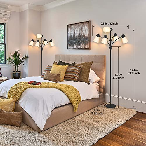 FOLKSMATE LED Floor Lamp, Medusa Multi Head Modern Tall, Rustic Adjustable Reading Standing Light for Living/Kids Room, Be...