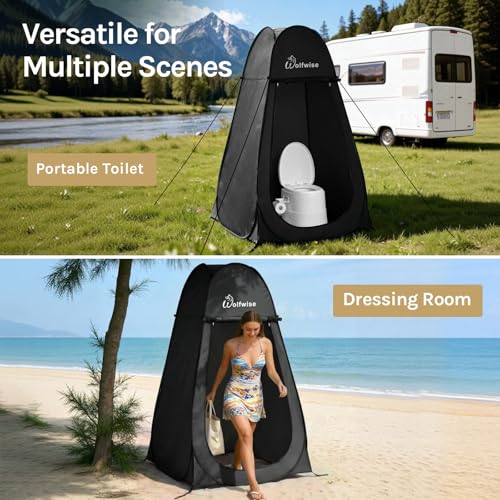 Wolfwise Pop Up Shower Tent for Camping, Portable Instant Changing Tent with Ventilation Window & Carry Bag, Privacy Bathr...