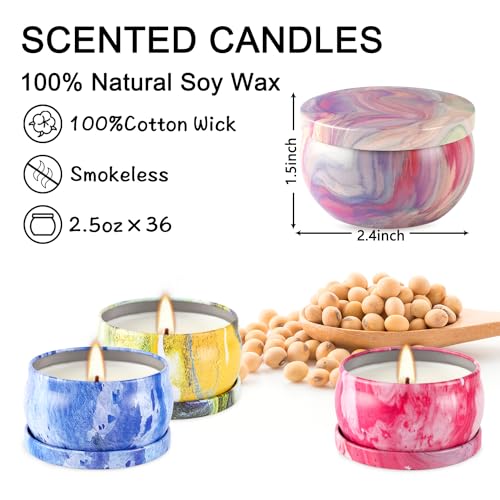 WPONSZU Scented Candles Gifts Set 24 Pack Soy Wax Travel Tin Jar Candles for Home 2.5 OZ jar Candles for Mom for Christma...