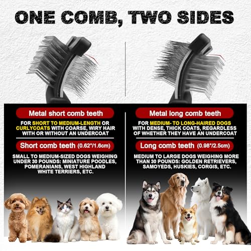 Histotree Double-Sided Slicker Brush for Dogs Dual Flexible Slicker Brush Long&Short Pin Dog Brush Professional Pet Groomi...