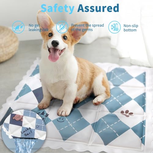 ZHAKKE Dog Cooling Mat 13.7” x 13.7” Pet Summer Self-Cooling Pad for Dogs and Cats Non-Toxic Gel No Water or Electricity N...