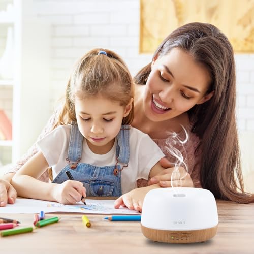 SEEDSEEL 300ML Essential Oil Diffuser with 7-Color LED Lights and Remote Control, Modern Minimalist Design, High-Efficienc...