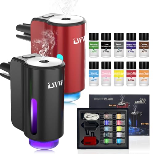 Car Air Freshener Diffuser, Portable Intelligent Car Aroma Diffuser with 3 Adjustable Modes, Rechargeable Car Aromatherapy...