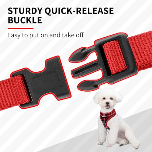 AIITLE Small Dog Harness, Triple-Layer Breathable Plaid Mesh, Adjustable Fit & Reflective Design, Choke-Free Over-The-Head...