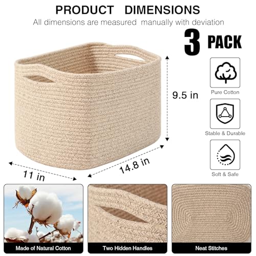 Dcerzxzci Storage Baskets for Organizing Shelves, Woven Cotton Rope Basket for Storage, Dog Toy Baskets Storage Kids, Cute...
