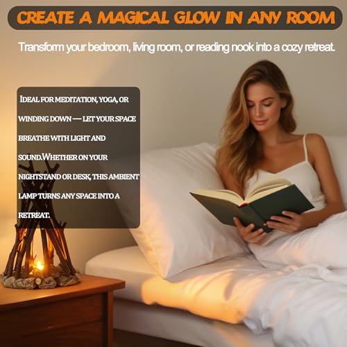 Lubocrat LED Night Light Wooden Campfire LED Dimmable Lamp with 3 Lighting Modes & Flame Sound, USB Powered Kids Nightligh...