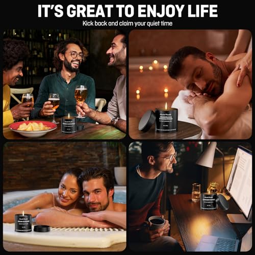 HOMAMAMOON Scented Candles for Men 4 Pack x8oz, Luxury Soy Wax Aromatherapy Candles, Strong Masculine Scents, Long Lasting...