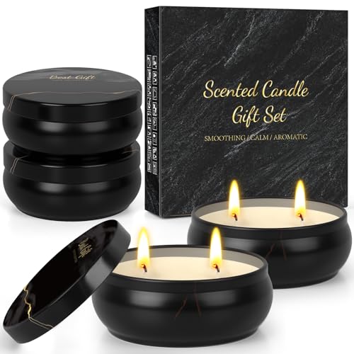 Mens Scented Candle Gift Set 4 Pack Men Candles for Home Scented, 24oz Soy Candle 240 Hour Mens Scented Candle Gift Set fo...