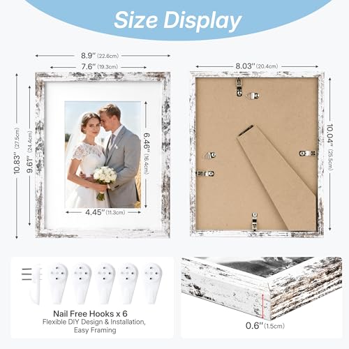 Distressed White 8x10 Picture Frame, Picture Frames 8x10 Wooden Picture Frames with Real Glass, Rustic 8 x 10 Photo Frame ...