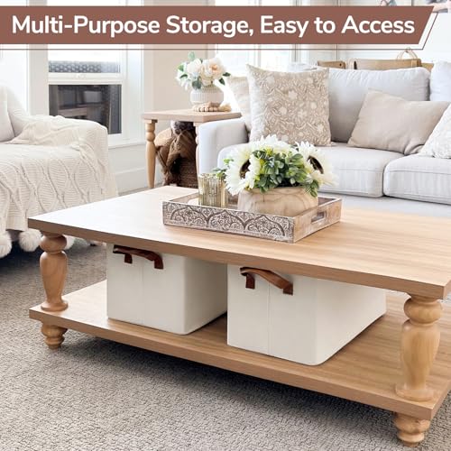 CHICVITA 4 Pack Large Storage Baskets for Shelves, Collapsible Closet Organizer Bins with Metal Frame, Fabric Storage Bins...