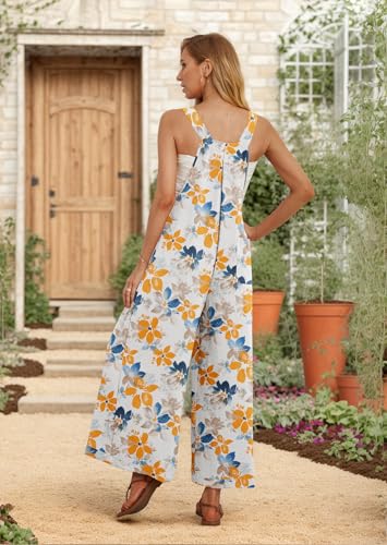 IWOLLENCE Women's Summer Jumpsuits Boho Wide Leg Overalls Casual Loose Rompers with Pockets 2026