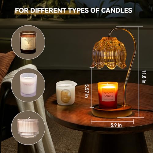 liibodi Candle Warmer Lamp,Electric Warmer,Dimmable,Candle Holders for Home Decor,with Timing Function,with 2 Bulbs,with S...