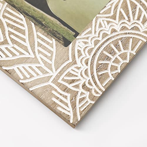 FOLKOR Boho Picture Frames 4x6, 2 Pack Engraved Farmhouse Wedding Picture Frame, Bohemia Decorative Photo Frame with Stand...
