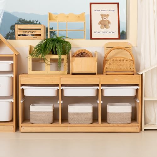 OIAHOMY 9”x9”x7” Storage Cubes, Cotton Rope Woven Baskets for Organizing, Cube Storage Bin, Small Gift Basket for Shelf, ...
