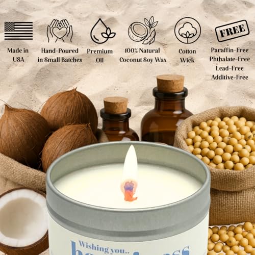[ApoThera] “Wishing You” Handmade 4 Pack Tin Candle Gift Set, Natural Coconut Soy Wax – Gift for Women, Men, Friends, Mom,...