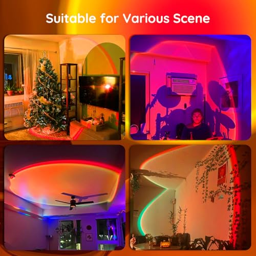 Neroupe Sunset Lamp Projector with APP Control Multicolor Changing Led Lights for Room, 360 Degree Rotation Sunlight Lamp ...