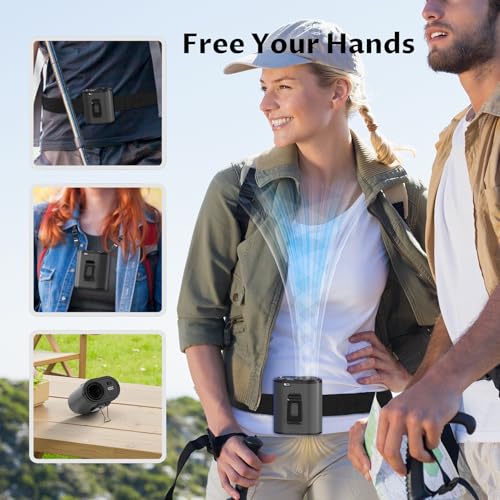 BREEZOME Portable Waist Fan 10000mAh Rechargeable with 20000RPM Stepless Speed, Powerful Airflow Belt Fan, 25H Personal Co...