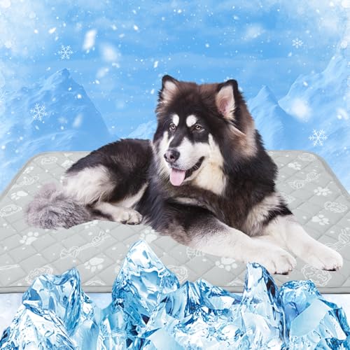 MH MYLUNE HOME Self Cooling Mat for Large Dog, 39”x59” Cool-Chill Cooling Fiber & Endothermic Color Changing Pet Cooling P...