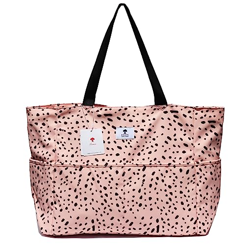 ESVAN Large Foldable Beach Bag for for Women with Dry Wet Compartment Waterproof Sandproof Travel Gym Picnic Handbag