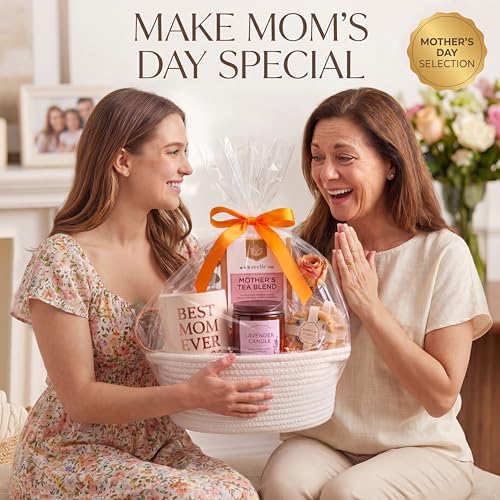 Pro Goleem Small Woven Basket with Gift Bags and Ribbons Durable Baskets for Mothers Day Gifts Empty Small Rope Basket for...
