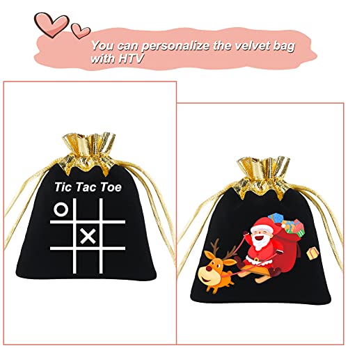 HRX Package Velvet Jewelry Bags 3x4 inch, 20pcs Black Gold Cloth Drawstring Pouches for Small Gift