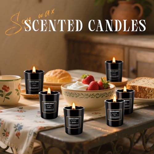 12 Pack Scented Black Candles Gift Set, Natural Soy Wax Aromatherapy Candles for Home, 12 Fragrances, Perfect for Stress R...