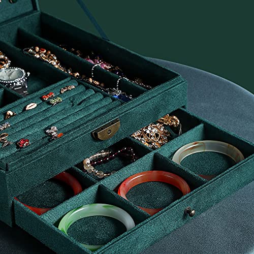GYJOYERO Women Jewelry Box Lockable 3 Layers Large Jewelry Organizer Storage Case for Earrings Necklaces Rings Bracelets,G...