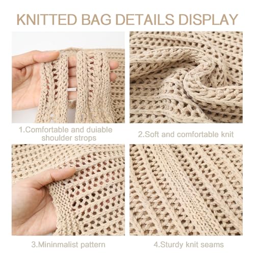 Gaudiwel Knitted Shoulder Tote Bag Large Crochet Beach Bag Hobo Bag Aesthetic Tote Handbags for Women