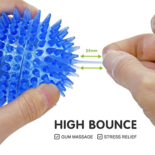 SHARLOVY Squeaky Balls for Pet Small Puppy, 6 Pack TPR Fetch Spike Balls for Dogs, Rubber 6 Pack Bright Colors Chew Teethi...