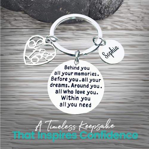 Infinity Collection Sweet 16 Keychain for Girls with Inspirational Quote and Custom Name Charm – Sweet Sixteen Gift for Te...