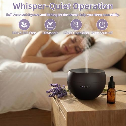 Essential Oil Diffuser, Small Ultrasonic Aromatherapy Diffuser with Auto-Off Function, Cool Mist Humidifier with 2 Modes, ...