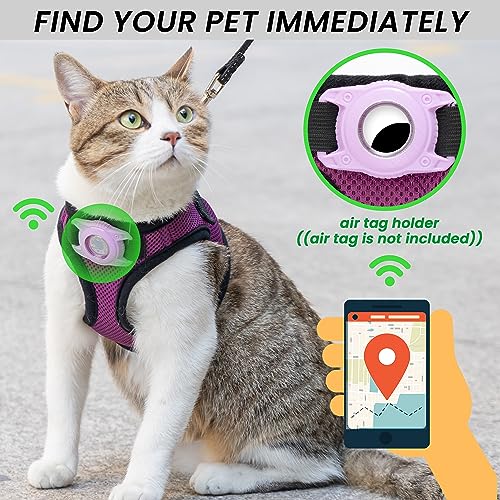 JVVGPET Dog Harness with Airtag Holder for Small Dogs, Puppy, Cats - No Pull Step in Small Dog Harness and Reflective Dog ...