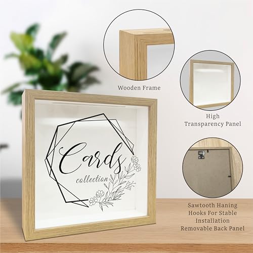 8" x 8" Card Collector Box Photo Frame - Minimalist Floral Pattern Keepsake - Memory Box for Displaying and Collecting Gre...