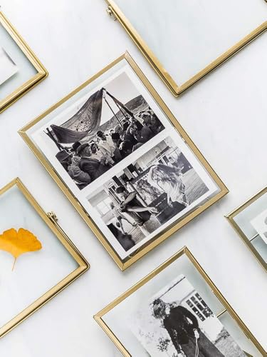 AceList Set of 3 Glass Photo Frame Collection Simple Metal Geometric Picture Frame with Glass Cover Includes 4"" x 4"", ...