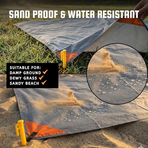 BROWNTREK Pocket Blanket (Water Resistant) - Ultralight Sand Proof Beach Mat for Hiking, Festivals, & Travel - Compact Gro...