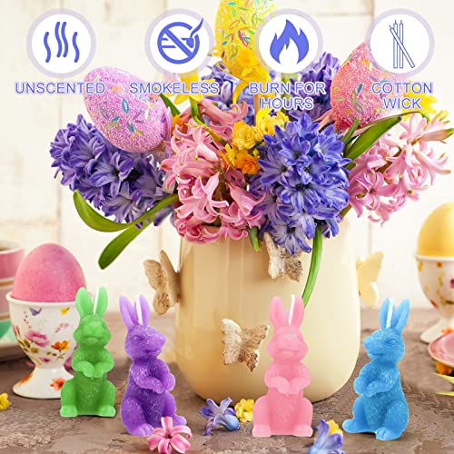 BBTO 4 Pcs Easter Bunny Candles Gift Set Rabbit Shape Spring Candles for Easter Bunny Decorations Party Table Home Decor S...