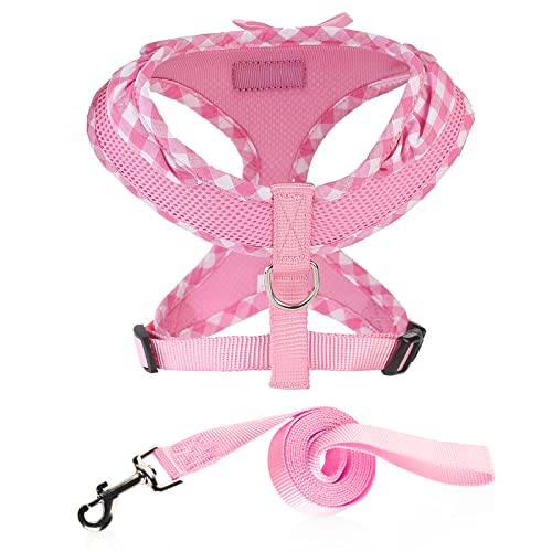 SuperBuddy Upgraded Soft Mesh Dog Harness, Super Breathable Lightweight Pet Harnesses for Puppy Dogs Outdoor Walking, Pink...
