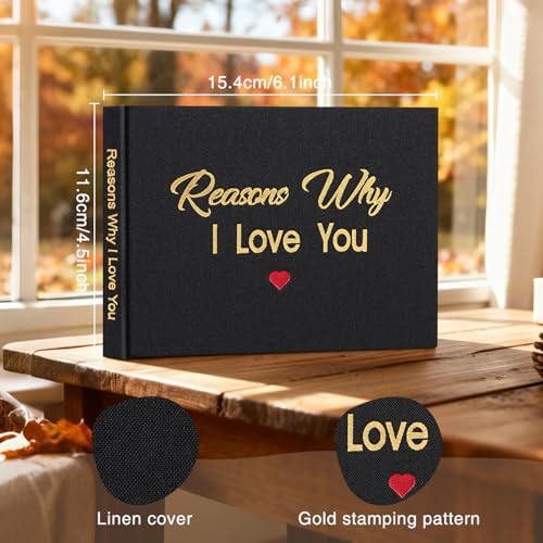 Artmag What I Love about You Fabric Book, Fill-in-the-Blank Love Journal Book for Couples Husband Wife Him Her Birthday Ch...