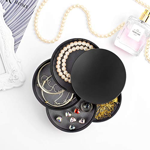 HengLiSam Jewelry Organizer, Small Jewelry Box Earring Holder for Women, Jewelry Storage Box 4-Layer Rotatable Jewelry Acc...