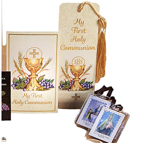 My First Holy Communion Gift Set Bread of Life Deluxe Boxed Gift Set for Boys, Scapular, Rosary, Lapel Pin, Bookmark, Cand...