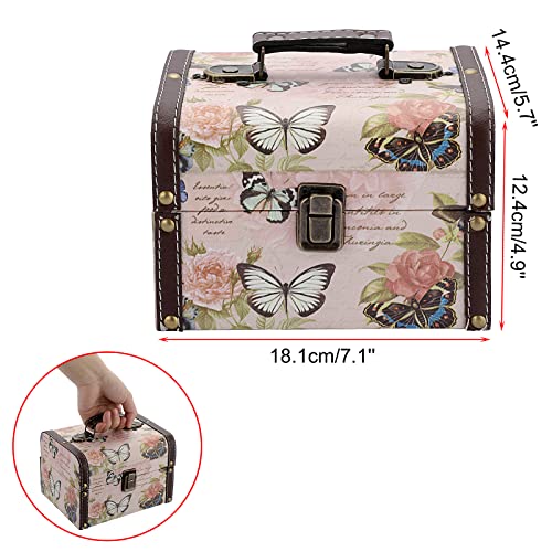 ELLDOO Butterfly Treasure Chest Box, Wooden + PU Leather Storage Decorative Box for Jewelry Trinkets, Keepsakes box for Gi...