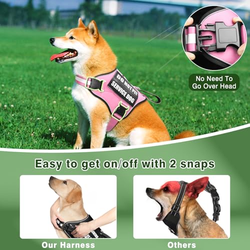 MOOGROU Service Dog Vest Harness and Leash Set+10 Patches,No Pull&Easy Walk Reflective Dog Harness with Soft Padded Handle...