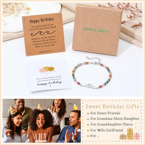 TONY & SANDY Friend Gifts for Women, Unique Birthday Gifts for Women, Sister Gift from Sister, Wave Bracelet, Christmas Gr...