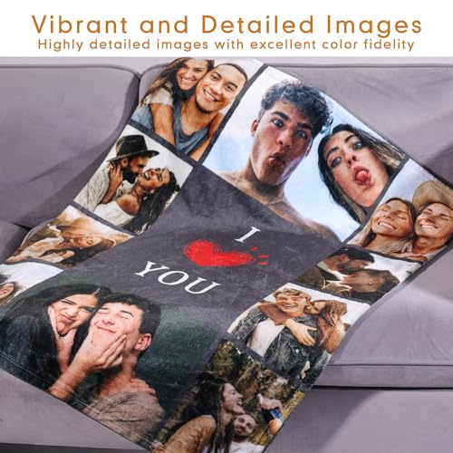 DayOfShe Custom Blanket with Photo I Love You Girlfriend Boyfriend Gifts,Personalized Blankets for Mom,Dad,Couple,Husband...