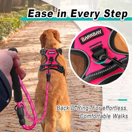 BARKBAY No Pull Pet Harness Dog Harness Adjustable Outdoor Pet Vest 3M Reflective Oxford Material Vest for PINK Dogs Easy ...