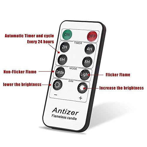 antizer Flameless Candles Led Candles Pack of 9 (H 4" 5" 6" 7" 8" 9" x D 2.2") Real Wax Battery Candles with Remote Timer ...