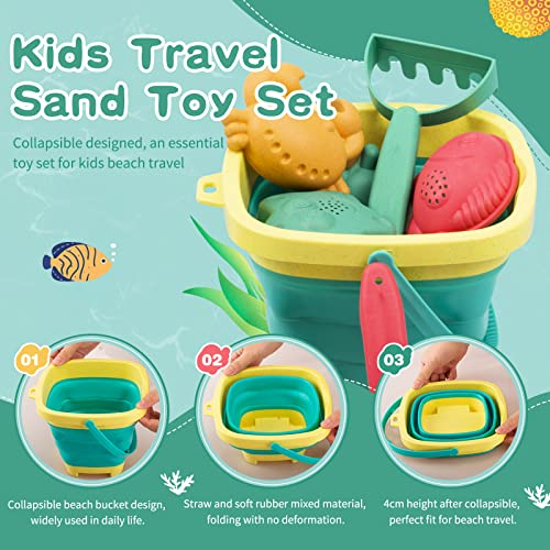 Beach Toys for Kids - Sand Toys Set Includes Collapsible Sand Bucket Shovel and Sand Rake Toy for Beach 12 PCS, Sandbox To...