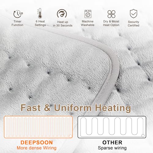 Deepsoon Heating Pad,Electric Heating Pads for Back,Neck,Moist Heating Pad for Abdomen Shoulder Knee Legs,Dry/Moist Heat&A...